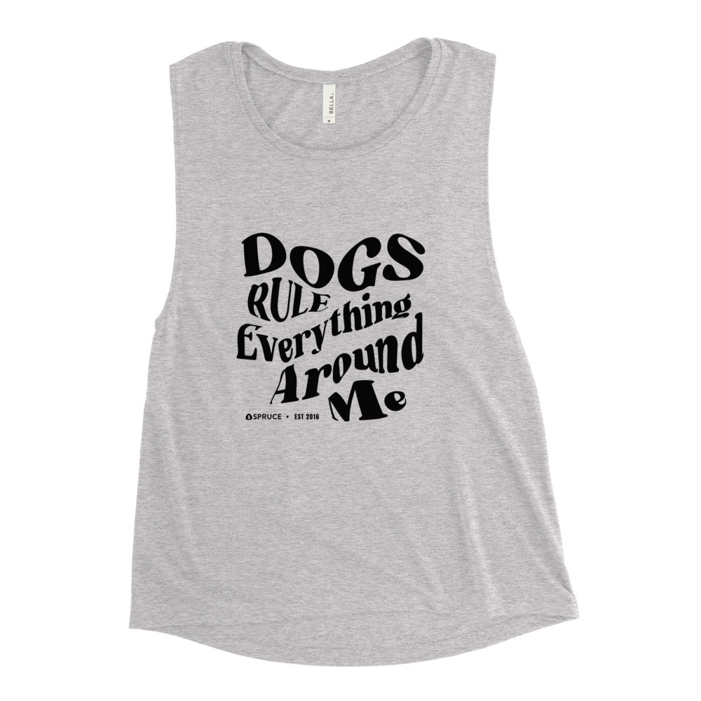 'Dogs Rule Everything Around Me' muscle tank top in Gray
